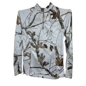Realtree APC Snow Camo Hunting Performance Pullover Mens L(42-44) 1/4 Zip